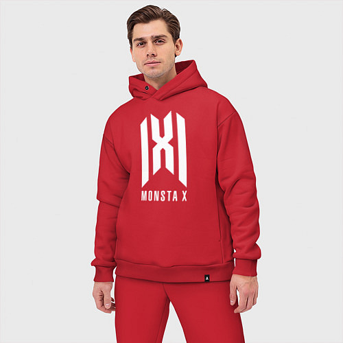 Мужской костюм оверсайз Monsta x logo / Красный – фото 3