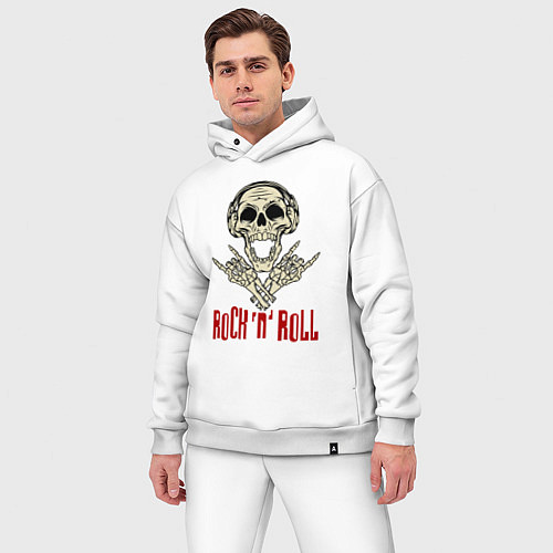 Мужской костюм оверсайз Rock n Roll Skull / Белый – фото 3