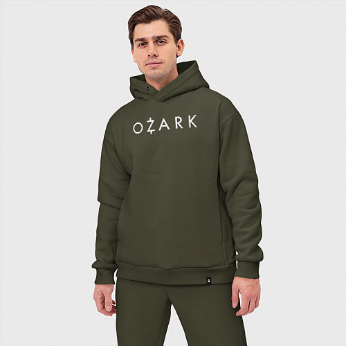 Мужской костюм оверсайз Ozark white logo / Хаки – фото 3