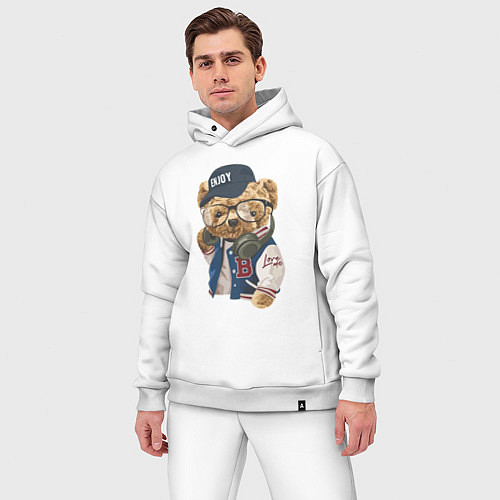 Мужской костюм оверсайз Прикольный мишутка Enjoy / Белый – фото 3