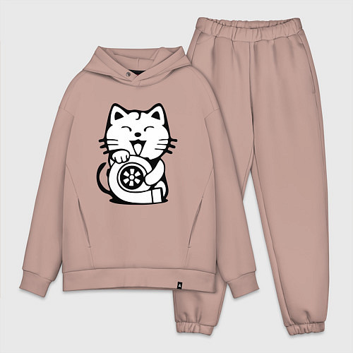 Мужской костюм оверсайз JDM Cat & Engine Japan / Пыльно-розовый – фото 1