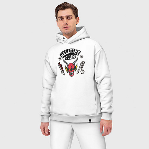 Мужской костюм оверсайз Hellfire Club Sticker Stranger Things 4 / Белый – фото 3
