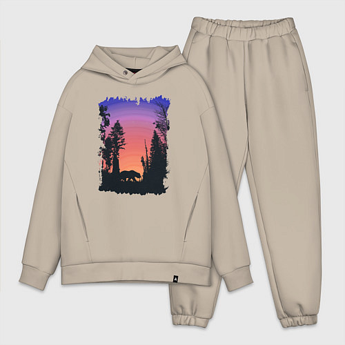 Мужской костюм оверсайз Заказ в лесу / Миндальный – фото 1