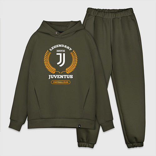 Мужской костюм оверсайз Лого Juventus и надпись Legendary Football Club / Хаки – фото 1