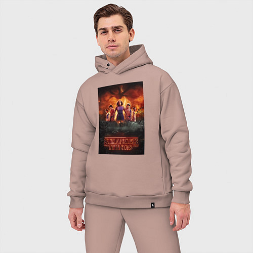 Мужской костюм оверсайз Очень странные дела, персонажи / Пыльно-розовый – фото 3