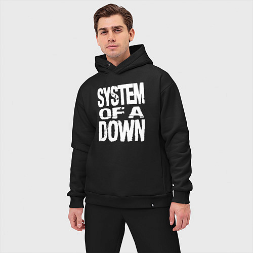 Мужской костюм оверсайз System of a Down логотип / Черный – фото 3