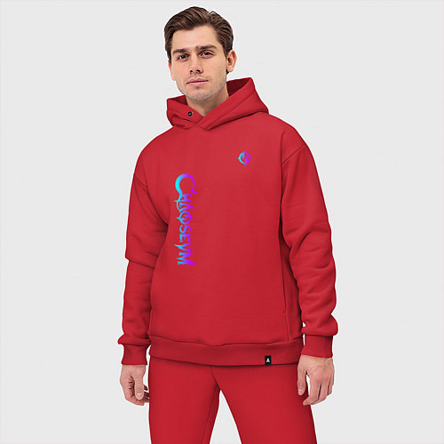 Мужской костюм оверсайз Chaoseum Neon logo / Красный – фото 3