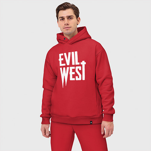 Мужской костюм оверсайз Evil west logo / Красный – фото 3