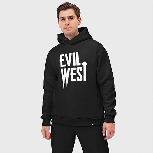 Мужской костюм оверсайз Evil west logo / Черный – фото 3
