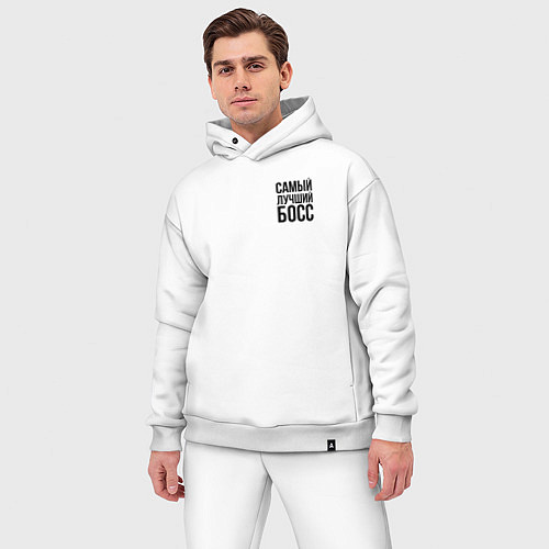 Мужской костюм оверсайз Самый лучший Босс Black / Белый – фото 3