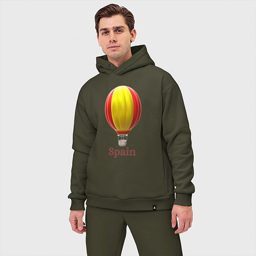 Мужской костюм оверсайз 3d aerostat Spanish flag / Хаки – фото 3