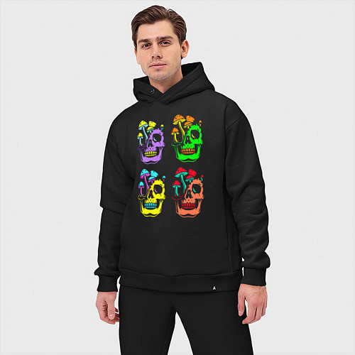 Мужской костюм оверсайз Skulls Pop art / Черный – фото 3