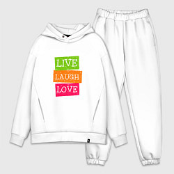 Мужской костюм оверсайз Live laugh love quote, цвет: белый