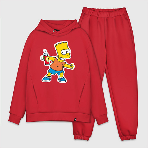 Мужской костюм оверсайз Барт Симпсон с баплончиком для граффити / Красный – фото 1
