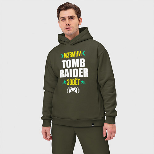 Мужской костюм оверсайз Извини Tomb Raider зовет / Хаки – фото 3