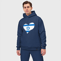 Мужской костюм оверсайз Сердце - Израиль, цвет: тёмно-синий — фото 2