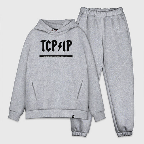 Мужской костюм оверсайз TCPIP Connecting people since 1972 / Меланж – фото 1