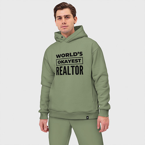 Мужской костюм оверсайз The worlds okayest realtor / Авокадо – фото 3