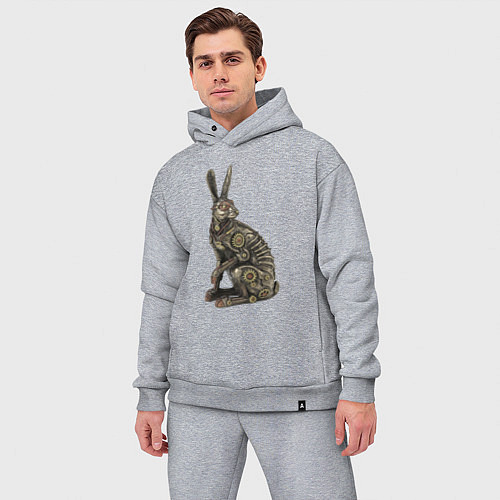 Мужской костюм оверсайз Бронзовый заяц - скульптура - art / Меланж – фото 3