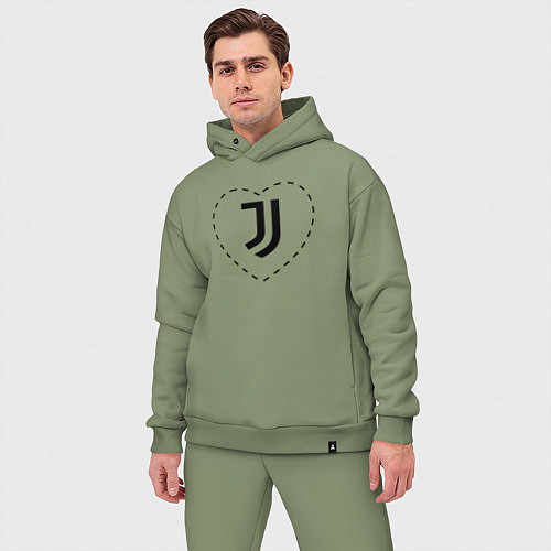 Мужской костюм оверсайз Лого Juventus в сердечке / Авокадо – фото 3