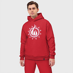 Мужской костюм оверсайз In flames - logo neon, цвет: красный — фото 2