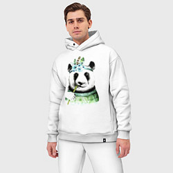 Мужской костюм оверсайз Прикольный панда жующий стебель бамбука, цвет: белый — фото 2