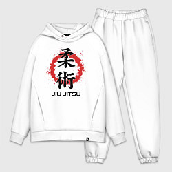 Мужской костюм оверсайз Jiu jitsu red splashes logo, цвет: белый