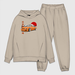 Мужской костюм оверсайз Silvia s14 JDM Retro Car, цвет: миндальный