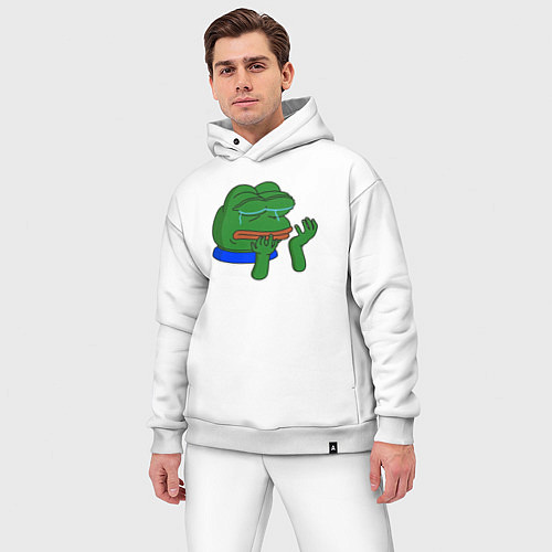 Мужской костюм оверсайз Лягушонок Пепе в слезах / Белый – фото 3