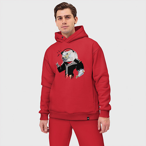 Мужской костюм оверсайз Zombie-bear music lover - Halloween / Красный – фото 3