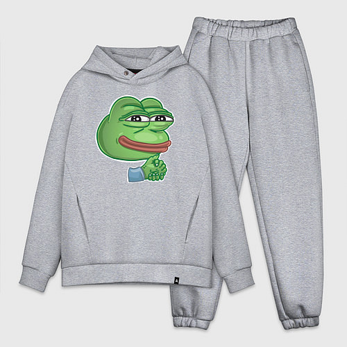 Мужской костюм оверсайз Лягушонок Пепе хитрит / Меланж – фото 1