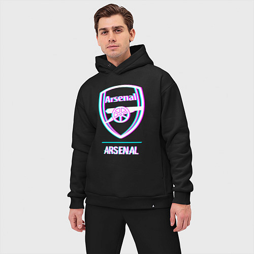 Мужской костюм оверсайз Arsenal FC в стиле glitch / Черный – фото 3