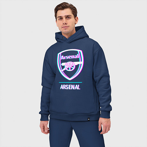 Мужской костюм оверсайз Arsenal FC в стиле glitch / Тёмно-синий – фото 3