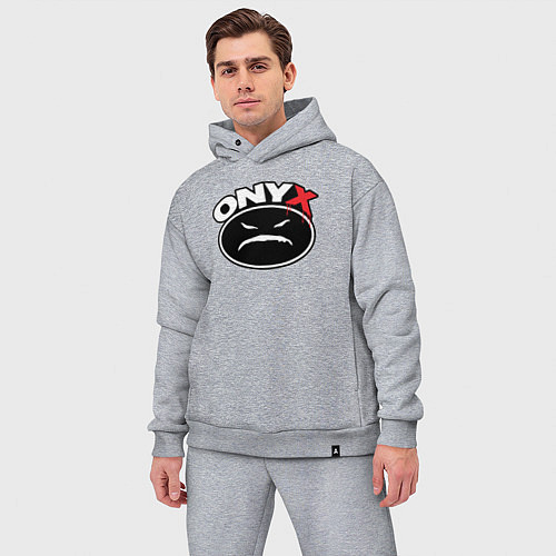 Мужской костюм оверсайз Onyx - black logo / Меланж – фото 3