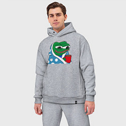 Мужской костюм оверсайз Frog Pepe мем, цвет: меланж — фото 2