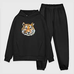 Мужской костюм оверсайз Stroking tiger, цвет: черный