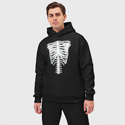 Мужской костюм оверсайз Скелет грудная клетка, цвет: черный — фото 2