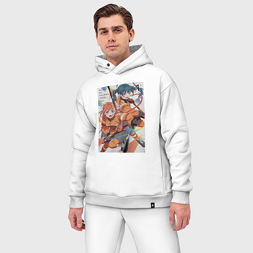 Мужской костюм оверсайз Аяка и Манака -Пураоре гордость оранжевых / Белый – фото 3