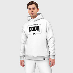 Мужской костюм оверсайз Doom gaming champion: рамка с лого и джойстиком, цвет: белый — фото 2