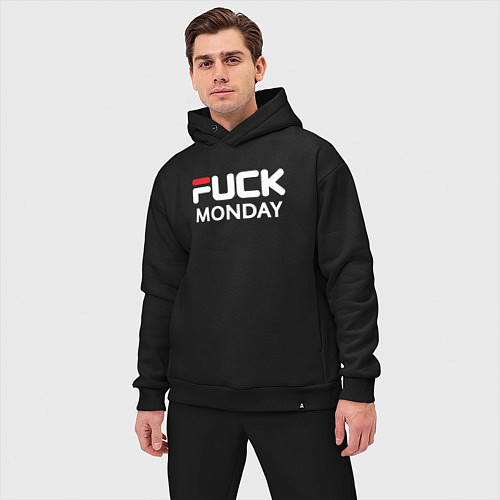 Мужской костюм оверсайз Fuck monday, fila, anti-brand / Черный – фото 3