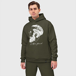 Мужской костюм оверсайз Портрет Зигмунда Фрейда - иллюзия, цвет: хаки — фото 2