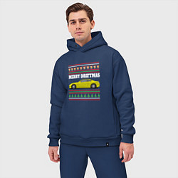 Мужской костюм оверсайз Merry Driftmas Nissan Silvia S15 Ugly Sweater, цвет: тёмно-синий — фото 2