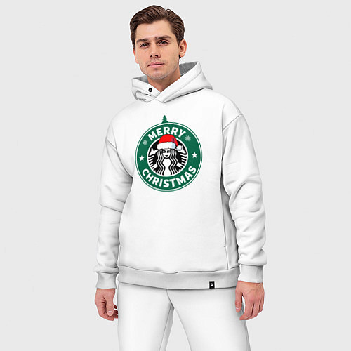 Мужской костюм оверсайз Счастливого Рождества Starbucks / Белый – фото 3