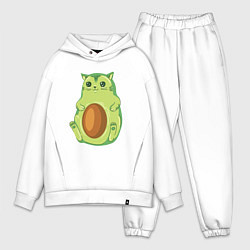 Мужской костюм оверсайз Каваи авокадо кот, цвет: белый