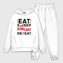 Мужской костюм оверсайз Надпись: eat sleep Dying Light repeat, цвет: белый