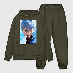 Мужской костюм оверсайз Сатору Годжо в очках - Jujutsu kaisen, цвет: хаки