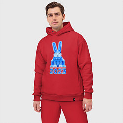 Мужской костюм оверсайз Геометрический синий кролик 2023, цвет: красный — фото 2