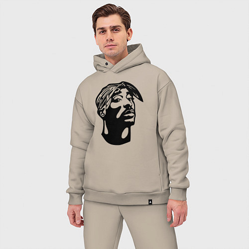 Мужской костюм оверсайз 2Pac - head / Миндальный – фото 3