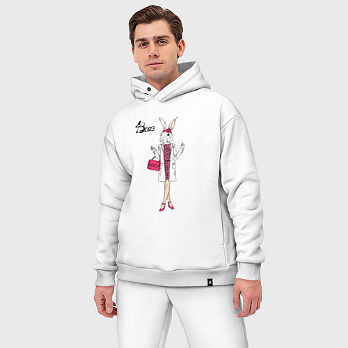 Мужской костюм оверсайз Крольчиха модница / Белый – фото 3