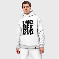 Мужской костюм оверсайз Живи громко, цвет: белый — фото 2